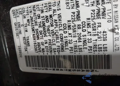 2011 Nissan Rogue Sv z USA, uszkodzony, nr VIN JN8AS5MT4BW163397